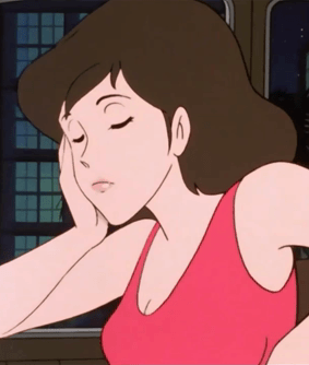 fujiko mine from lupin the third looking morose
