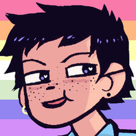 wallace wells from scott pilgrim comics with the trans mlm flag