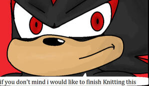 shadow the hedgehog saying "if you don't mind i would like to finish knitting this"